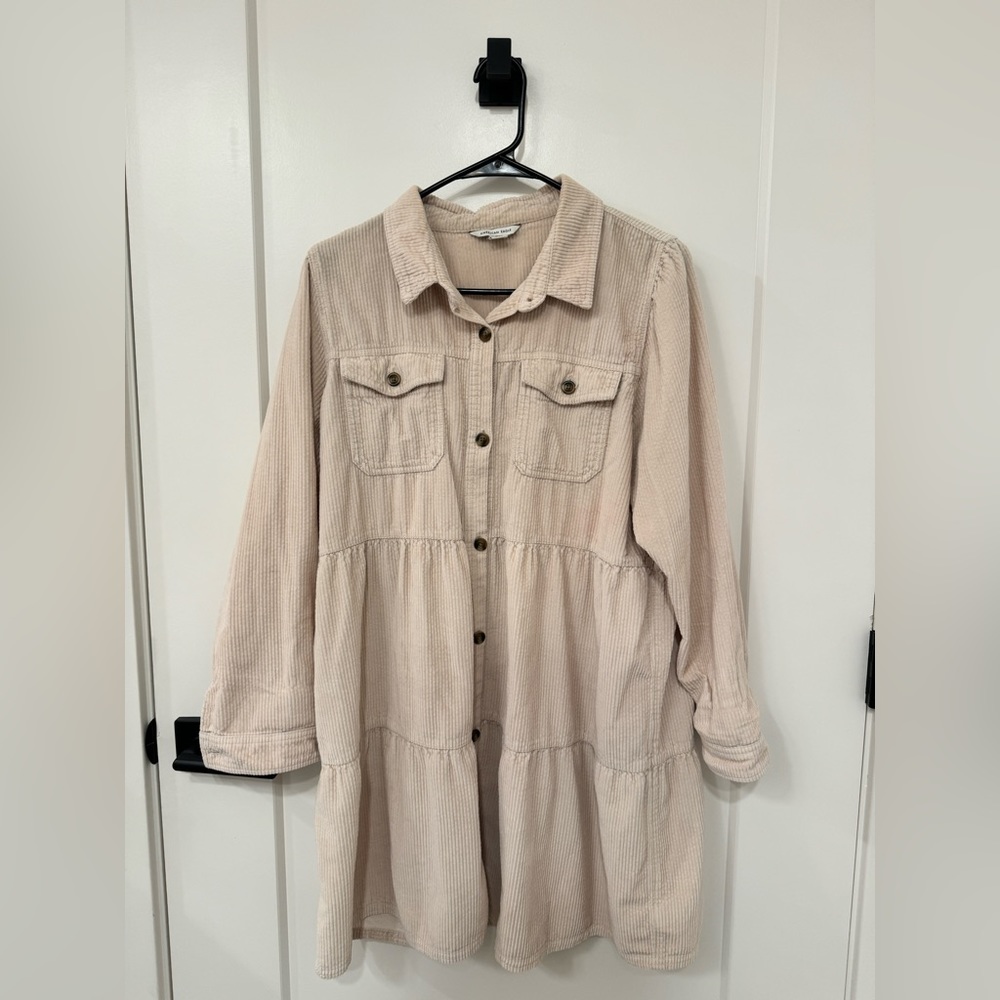 Tan button down dress